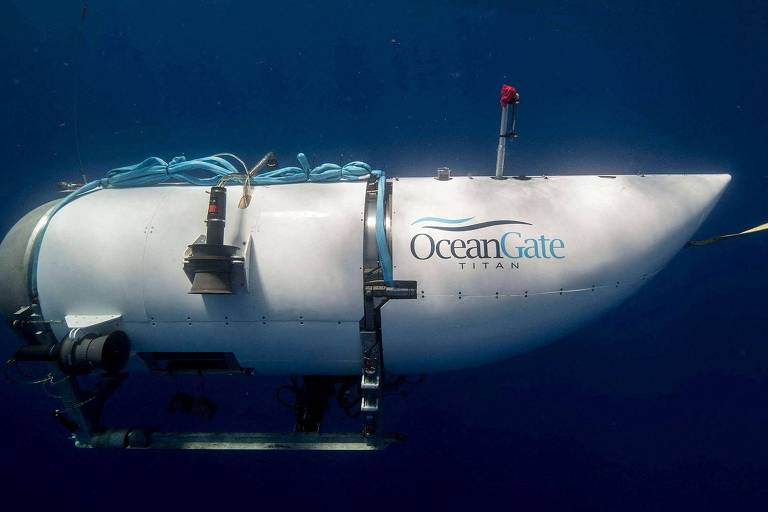 O submersível Titan, construído pela OceanGate, implodiu a caminho do Titanic, matando as cinco pessoas a bordo

