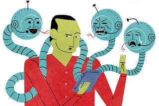 One of the pioneers of artificial intelligence argues that chatbots are often prodded into producing strange results by the people who are using them. (David Plunkert/The New York Times)