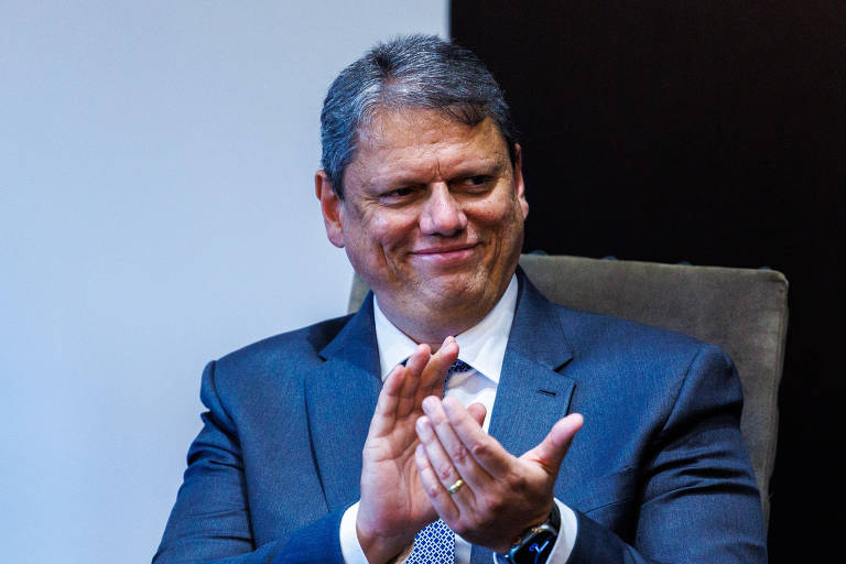 Governador do estado de São Paulo, Tarcísio de Freitas, durante cerimônia de posse de secretarias, no Palácio dos Bandeirantes