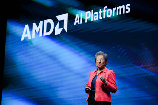AMD CEO Lisa Su makes the opening speech at COMPUTEX forum in Taipei