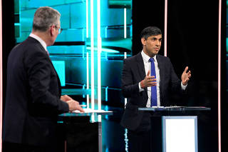 Labour Party leader Starmer and Conservative Party leader Sunak debate in Manchester