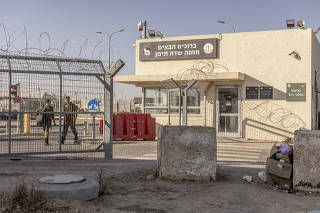 The Sde Teiman base, which has become synonymous with the detention of Gazans, in the Negev desert of Israel, on May 31, 2024. (Avishag Shaar-Yashuv/The New York Times)