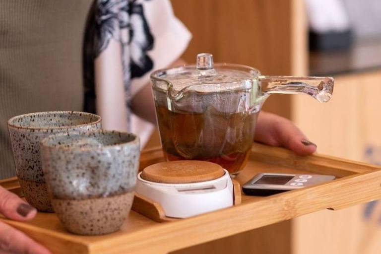 Chá da Mori Chazeria, que participa do festival Kurafuto, no Pavilhão Japonês