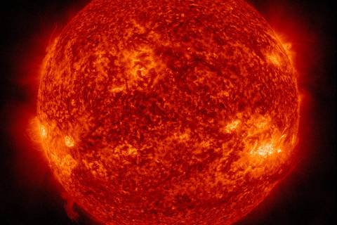 A superfície solar em registro feito pelo Solar Dynamics Observatory, da Nasa