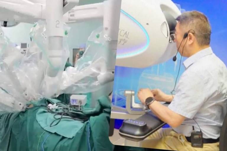 Médico cirurgião Zhang Xu realiza operação por telecirurgia na China
