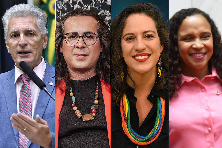 Montagem de fotos com pré-candidatos da esquerda à Prefeitura de Belo Horizonte: Rogério Correia (PT), Duda Salabert (PDT), Bella Gonçalves (PSOL) e  Ana Paula Siqueira (Rede)