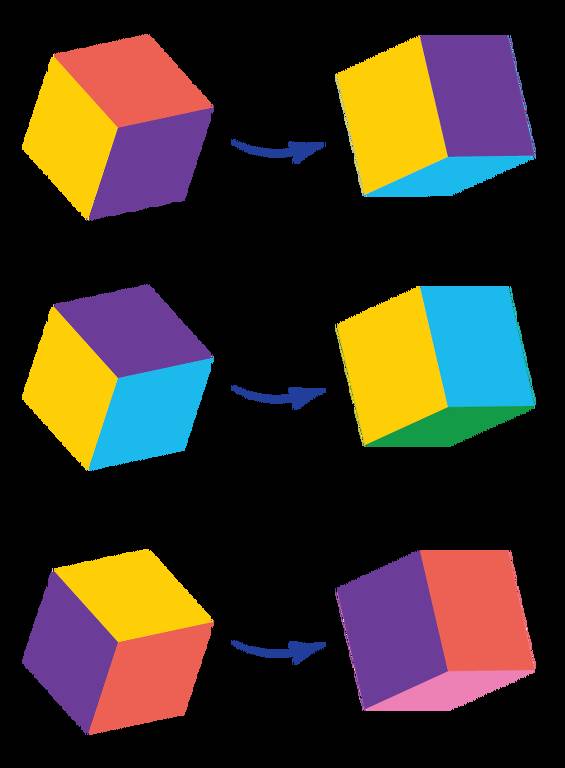 Cubos coloridos rolando