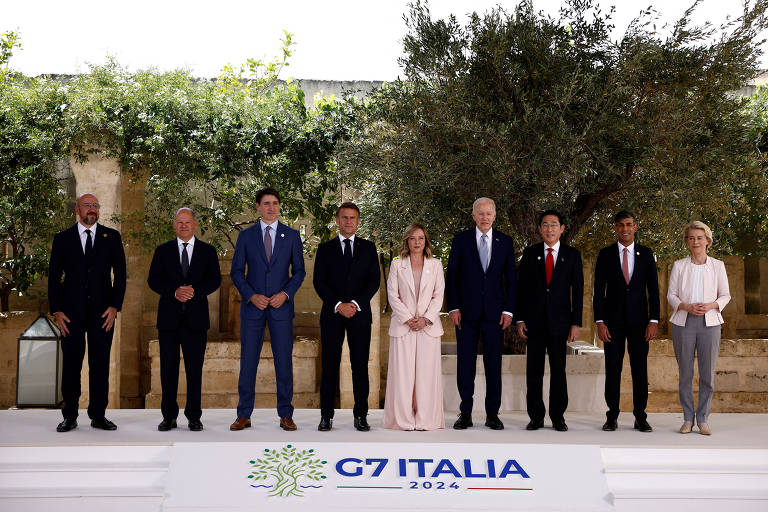Líderes do G7 fazem 'foto de família' em reunião na Itália; veja fotos de hoje