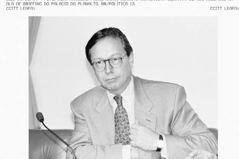 Pedro Malan, ex-presidente do Banco Central, durante entrevista no Palácio do Planalto para divulgação do Plano Real