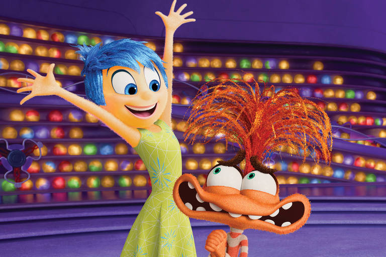 As personagens Alegria e Ansiedade em cena de 'Divertida Mente 2', da Pixar