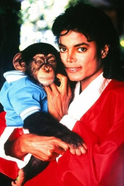 Michael Jackson e seu chimpanz茅 Bubbles