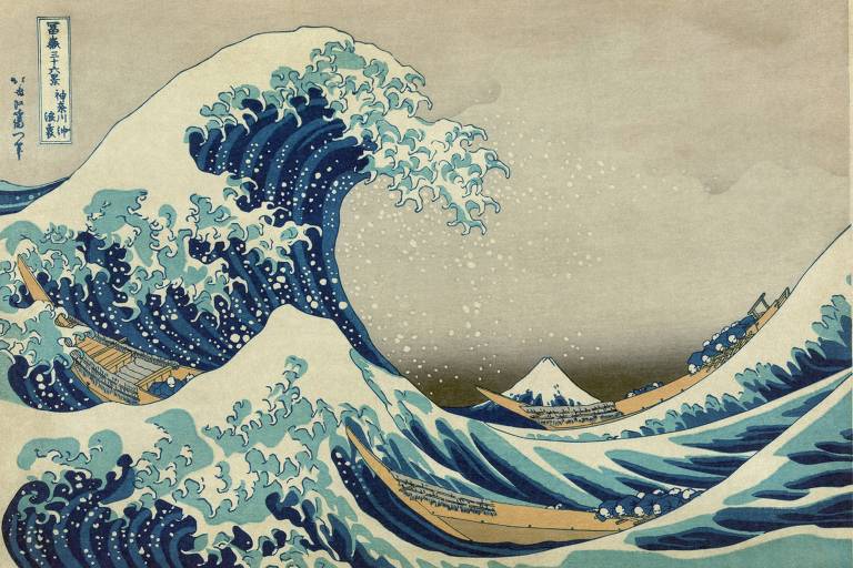 Xilogravura "A Grande Onda de Kanagawa", de Katsushika Hosukai