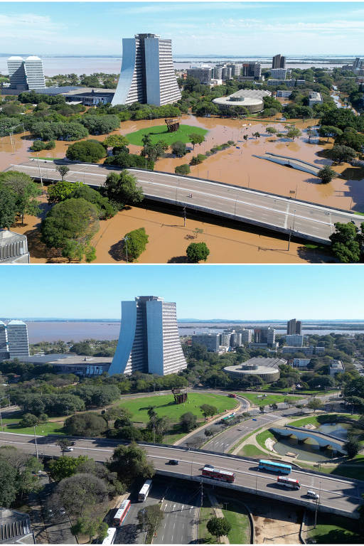 Veja imagens de Porto Alegre antes e depois da tragédia 
