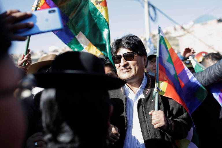 O ex-presidente da Bolívia em El Alto, em 2022
