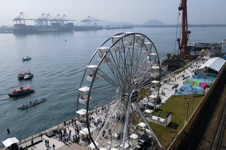 Parque Valongo é inaugurado em Santos (SP) com roda-gigante e show gratuito
