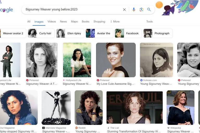 Busca do Google exibe 15 imagens de Sigourney Weaver