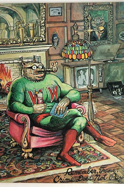 Veja imagens do super-herói underground Wonder Wart-Hog, criado por Gilbert Shelton