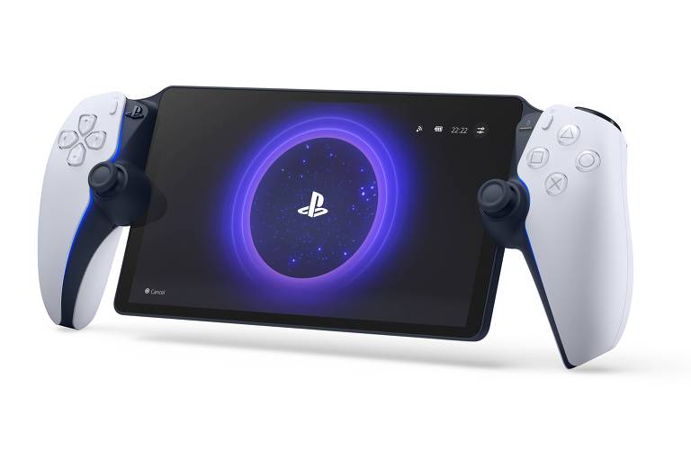 Aparelho PlayStation Portal sobre um fundo branco