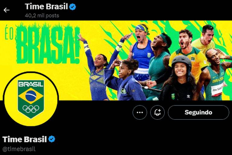 Página do Comitê Olímpico do Brasil no X mostra banner com oito atletas, após exclusão da futebolista Cristiane