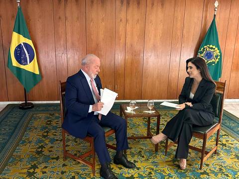 Presidente Lula com a jornalista Renata Varandas em entrevista que  será exibida no Jornal da Record