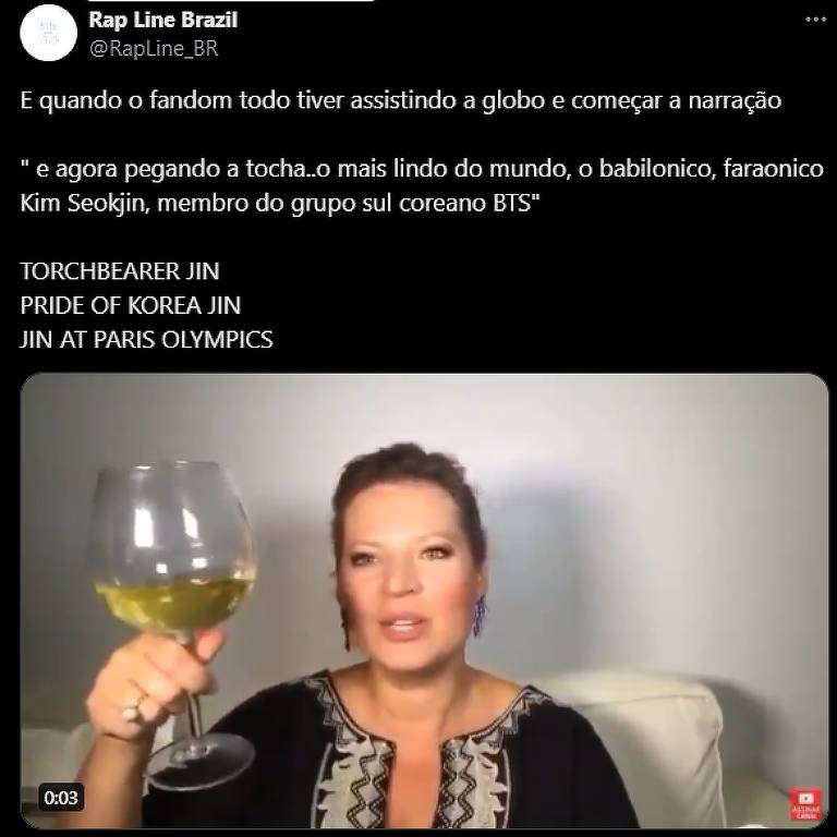 Publicação na rede social X do @RapLine_BR