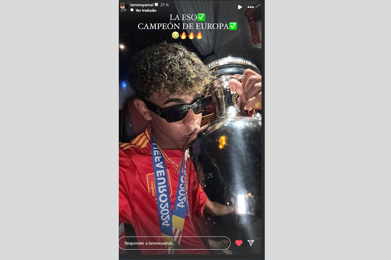 Foto postada por Lamine Yamal com taça da Eurocopa é usada para desinformar e sexualizar jogador de 17 anos