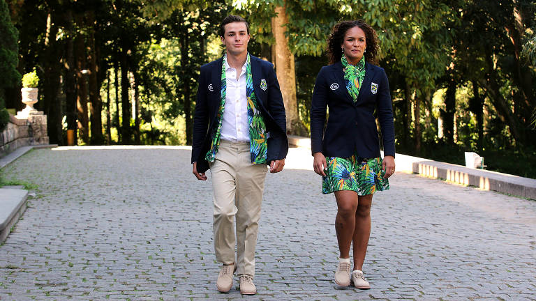 Apresentação do uniforme dos atlestas para os desfiles de abertura e encerramento das Olimpiadas Rio 2016. Desenhados pela estilista Lenny Niemeyer
