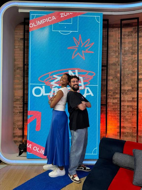 Adenízia e Guilherme Beltrão, que vão apresentar o programa Zona Olímpica