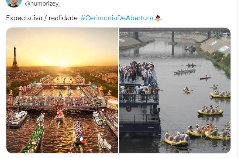 Abertura de Paris-2024 tem memes com rato, 'Clitorito' e chuva no Sena