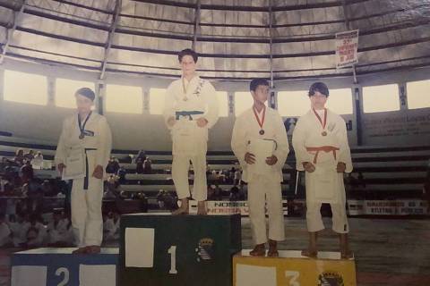 Tiago Camilo, judoca e medalhista olímpico brasileiro, competindo já na infância