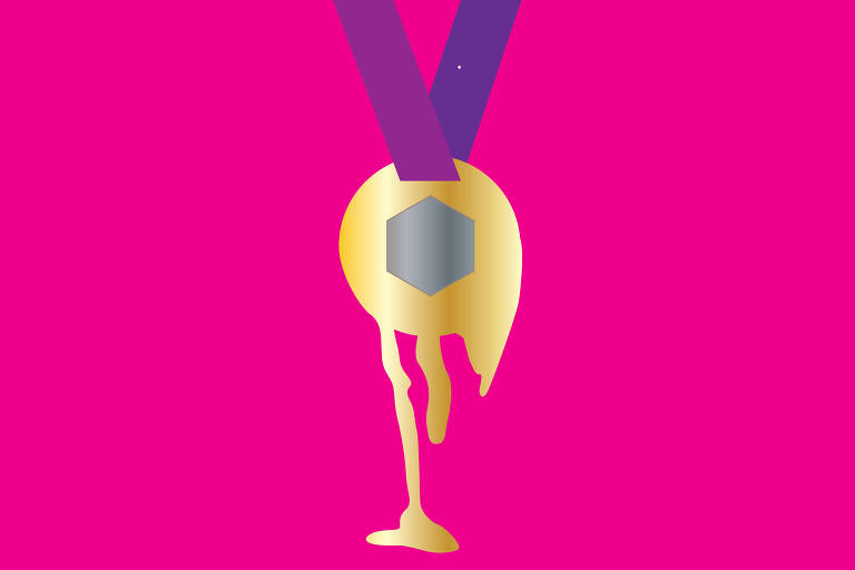 Ilustração colorida uma medalha derretendo