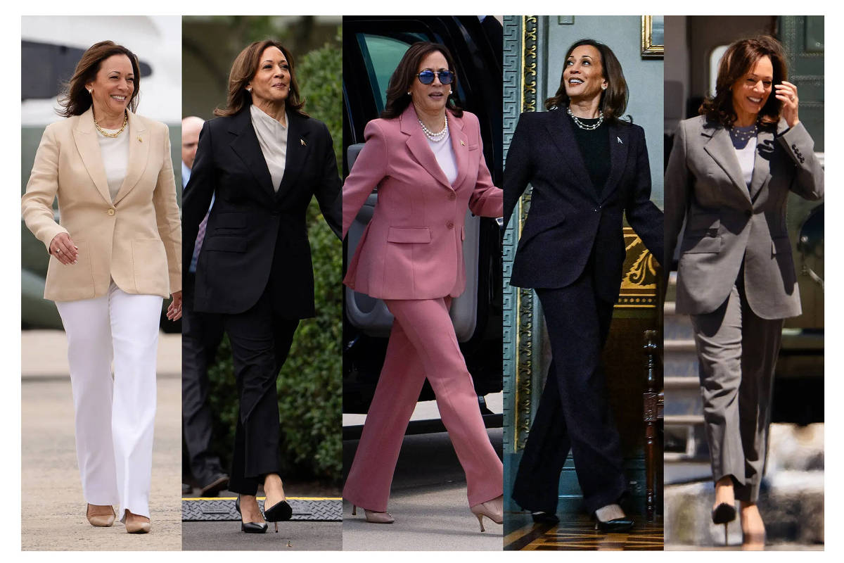 Como looks de Kamala Harris podem influenciar na sua candidatura à presidência do EUA