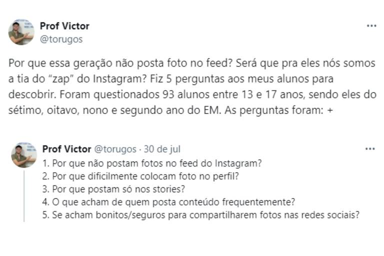 O professor de história e sociologia Victor Hugo da Silva realizou pesquisa informal com seus alunos em sala de aula