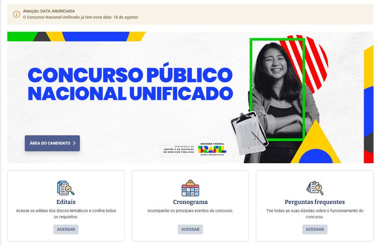 CNU libera cartão de confirmação com locais de prova nesta quarta (7)