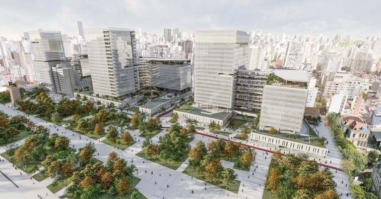 Projeto do arquiteto Pablo Chakur, do escritório Ópera Quatro, para a construção do novo centro administrativo do estado na região central de São Paulo