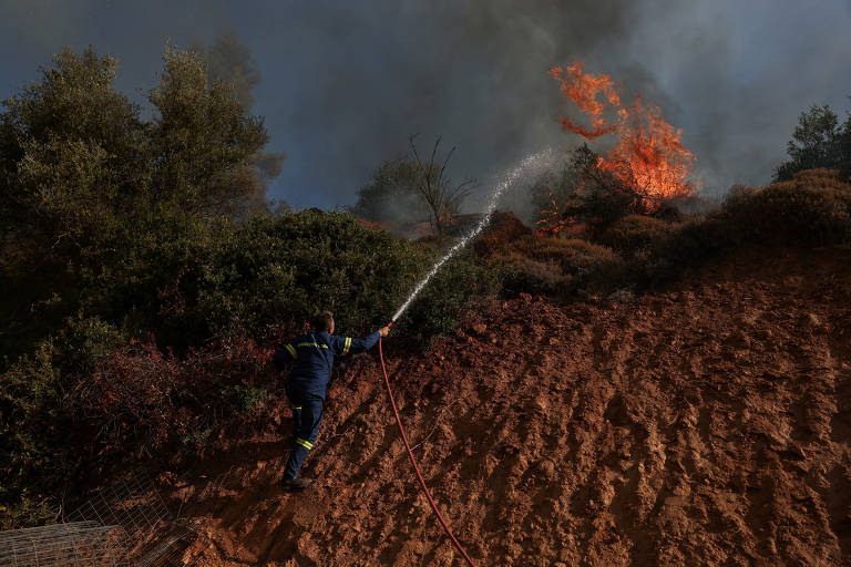 Cidades da Grécia são atingidas por incêndio florestal