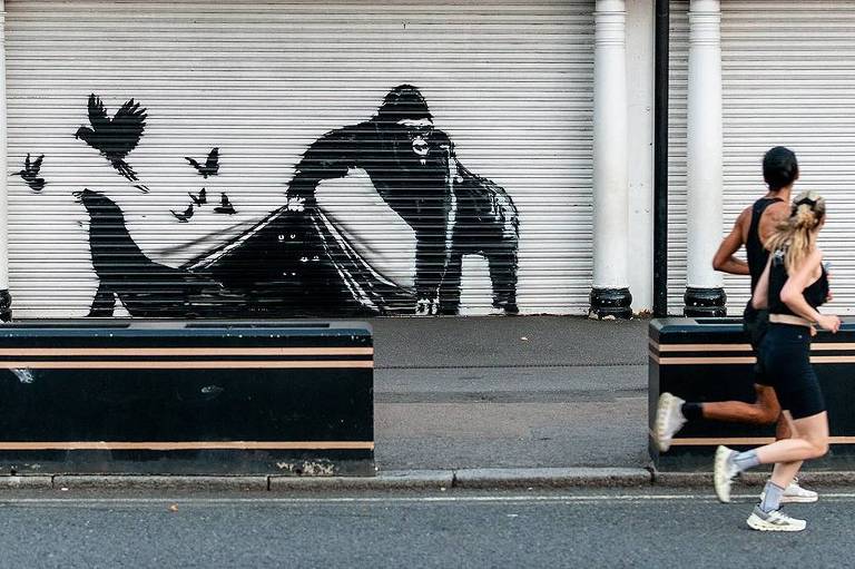 Nono grafite de animal feito por Banksy em Londres 