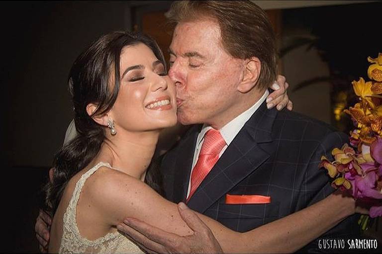 Silvio Santos com Renata Abravanel no casamento da filha