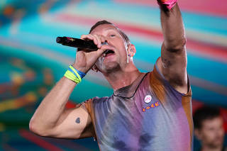 Rock band Coldplay performs at Rose Bowl Stadium in Pasadena