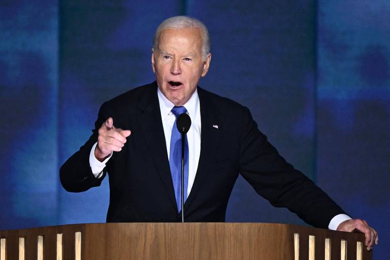 Em discurso enérgico, o presidente Joe Biden atacou Trump, defendeu sua gestão e exaltou Kamala