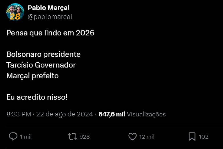 Enquanto xingava Carlos, Marçal fazia afagos ao ex-presidente