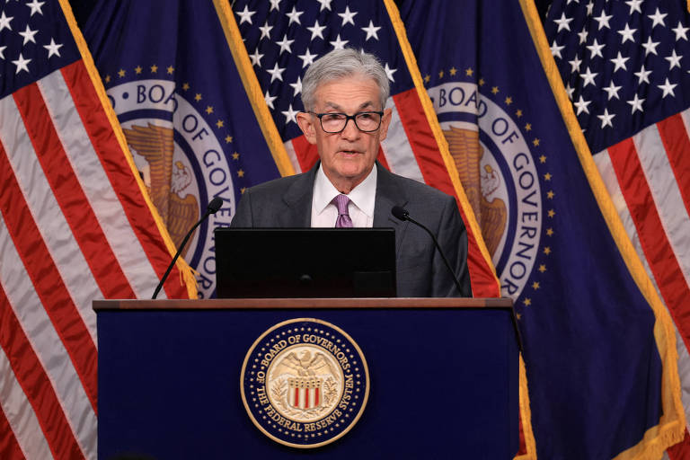 Jerome Powell, presidente do Federal Reserve, discursa em Washington