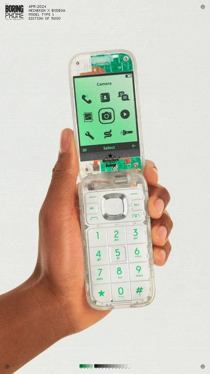 Celular da HMD feito para campanha da Heineken com design transparente