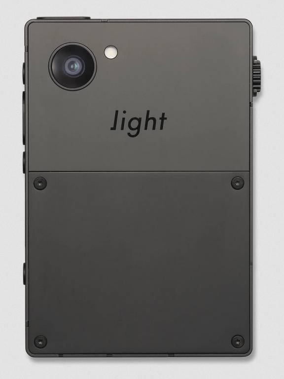 Parte traseira do Light Phone 3, que tem câmera
