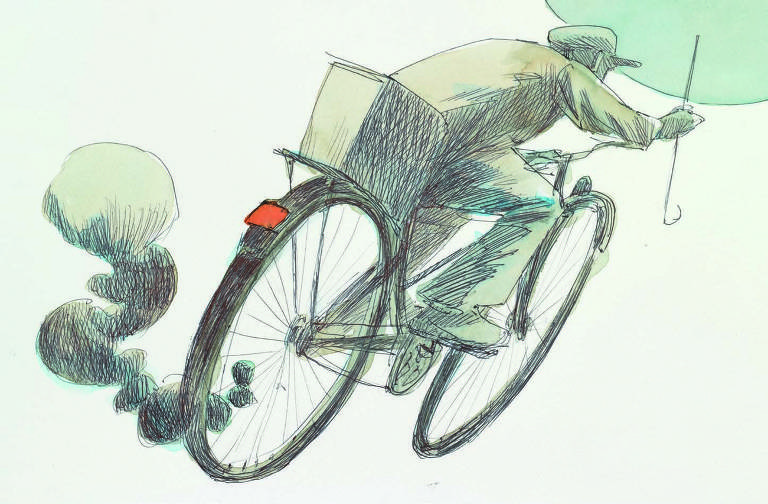 Ilustração de Odilon Moraes para o livro 'O Ciclista', de Dalton Trevisan