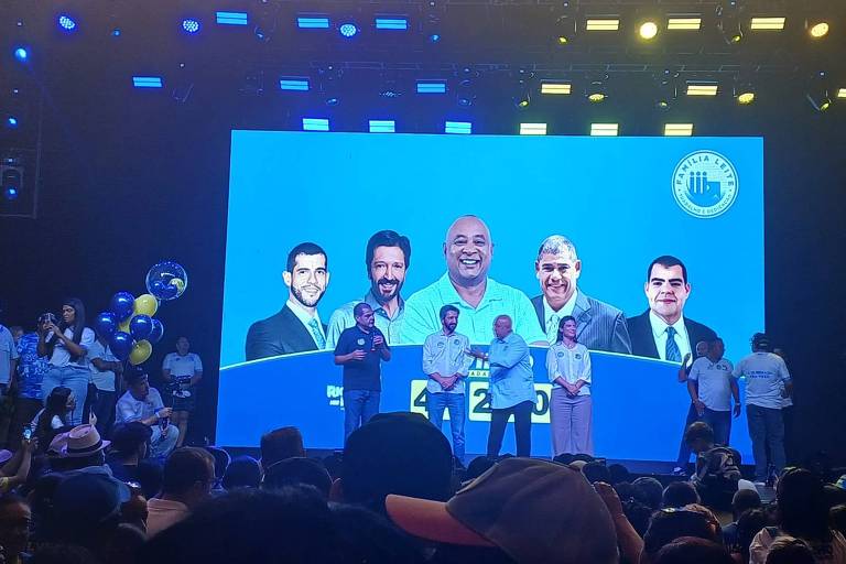 Ricardo Nunes durante evento com a família Leite na zona sul de São Paulo