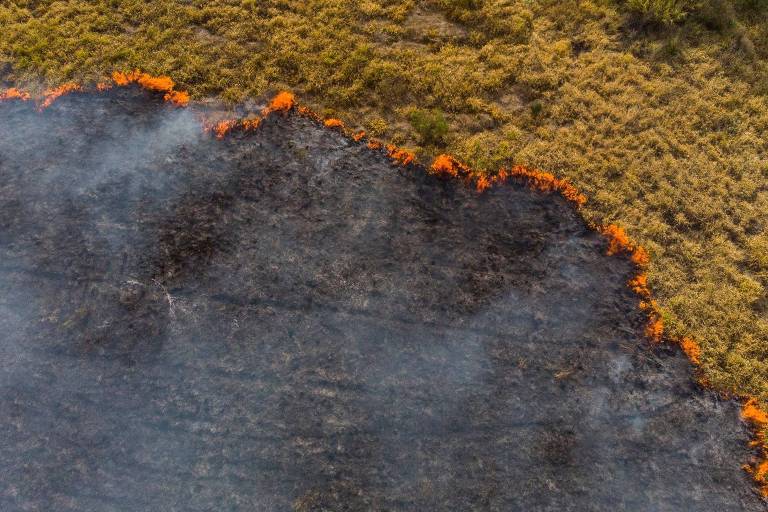 Imagem de incêndio florestal realizado por drone