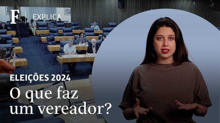 Victória é uma menina branca de cabelos castanhos, veste camiseta marrom. Título escrito na capa: O que faz um vereador?