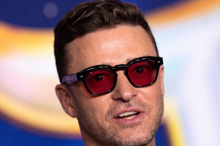 O cantor Justin Timberlake na premiere do filme 'Trolls 3: Juntos Novamente', em 2023