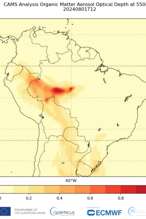 Imagem de mapa com fumaça ilustrada em vermelho